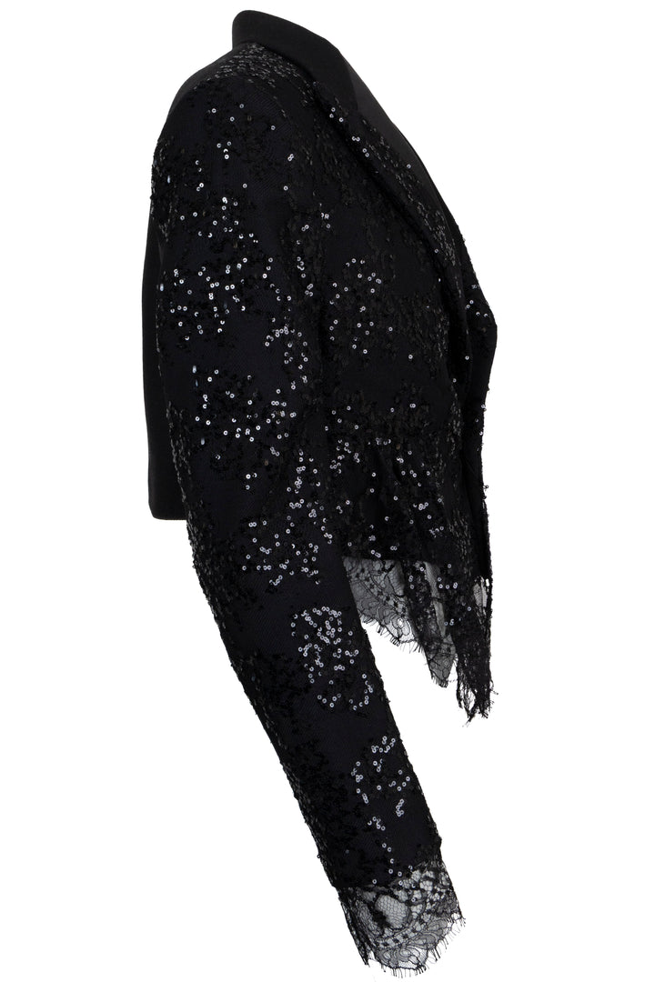 LOUIS VUITTON Habit court en dentelle à sequins en mohair noir