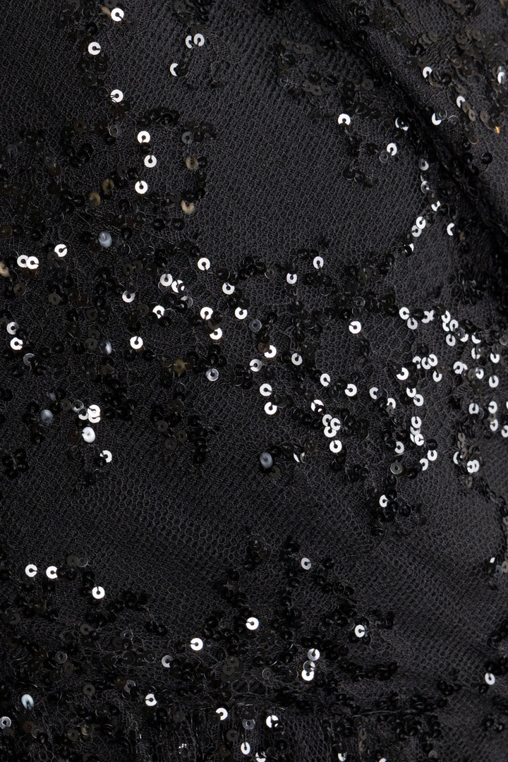 LOUIS VUITTON Habit court en dentelle à sequins en mohair noir