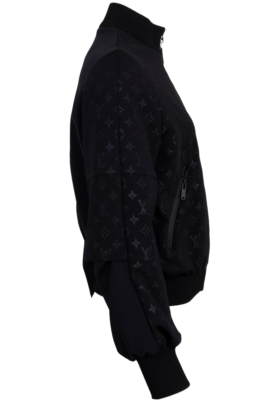 LOUIS VUITTON Embossed Monogram Zip-Up Jacket Neoprene Black