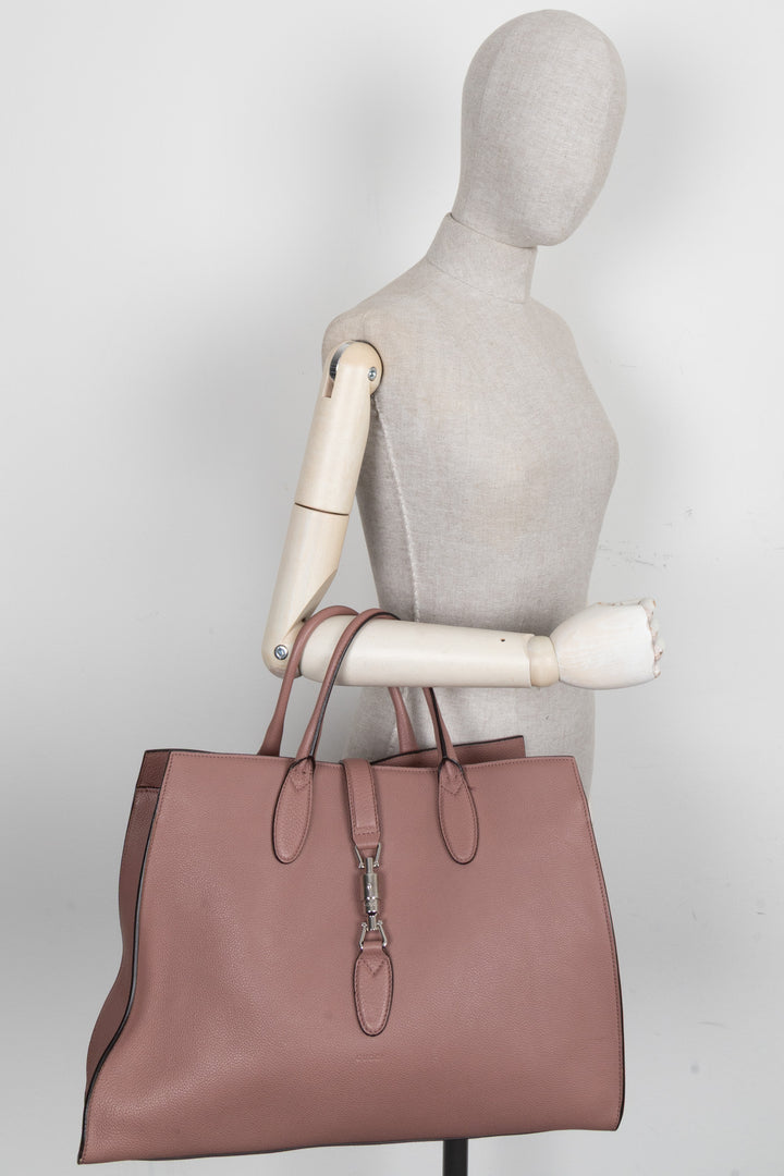 GUCCI Jackie Soft Tote Bag Rose Foncé