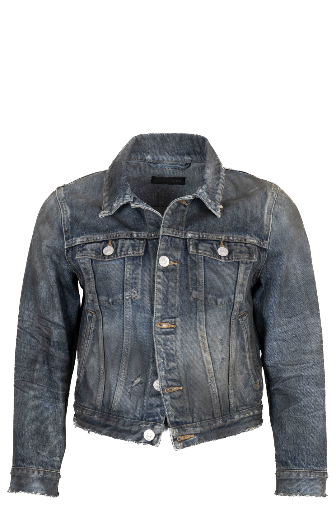 BALENCIAGA Distressed Jacket Denim Blue