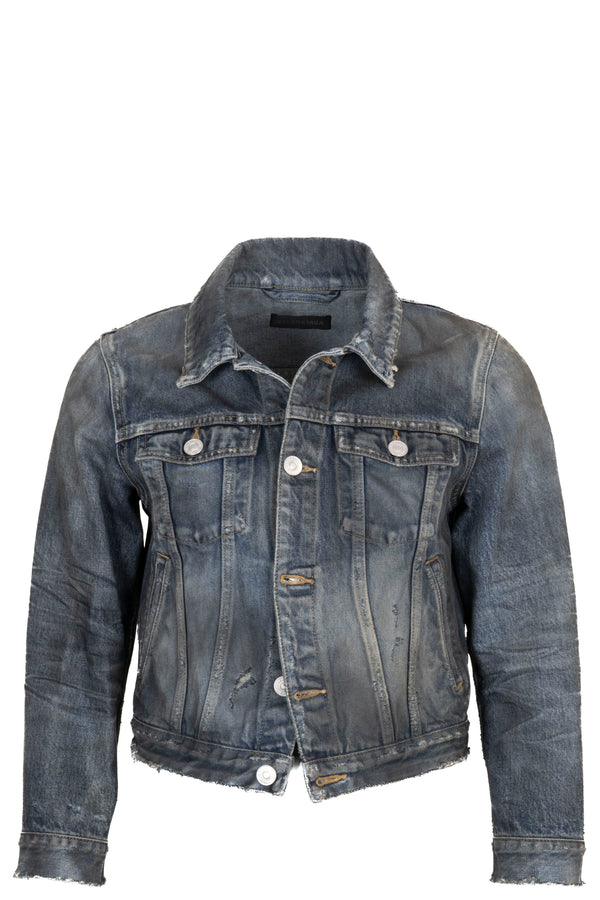 BALENCIAGA Distressed Jacket Denim Blue