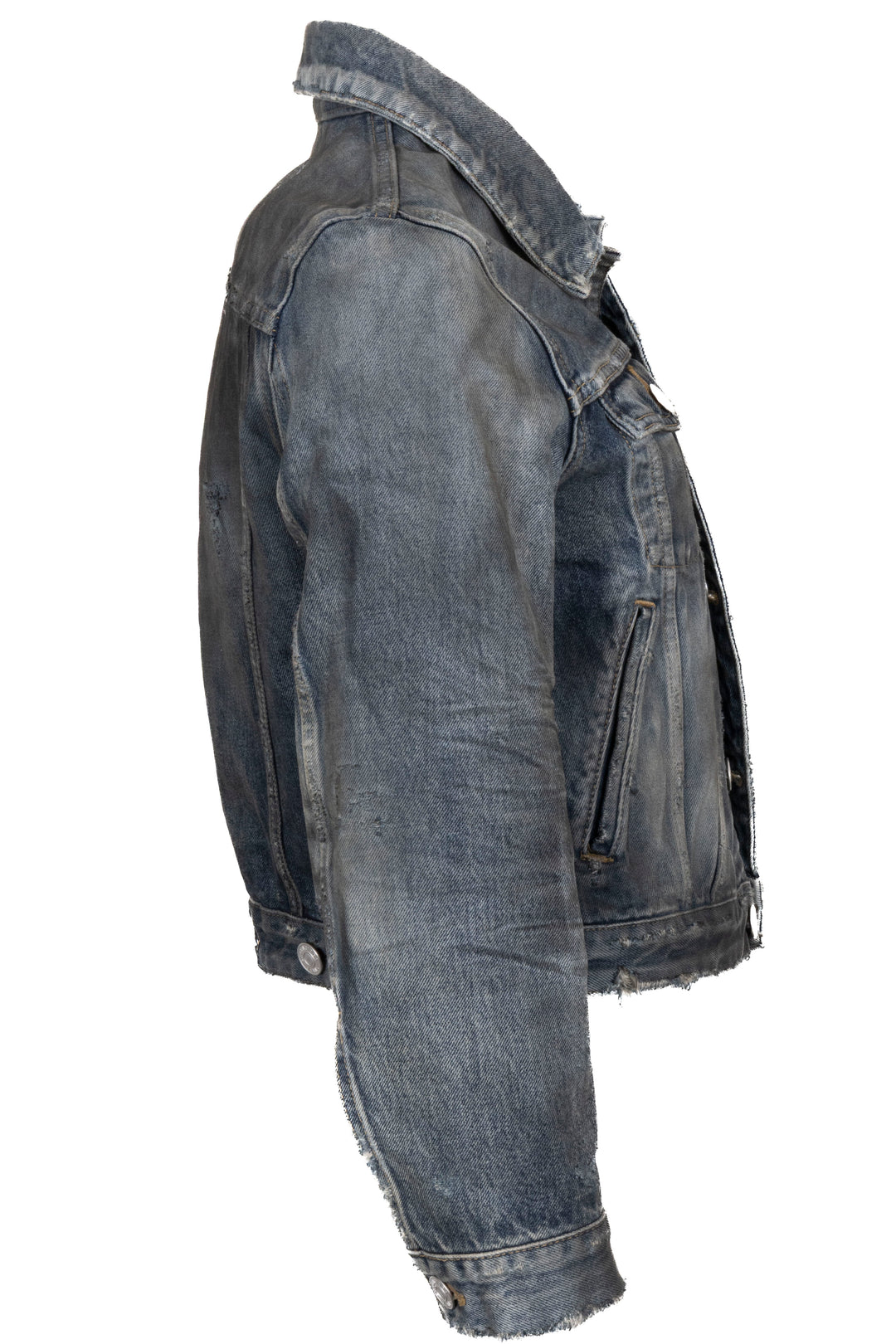 BALENCIAGA Distressed Jacket Denim Blue