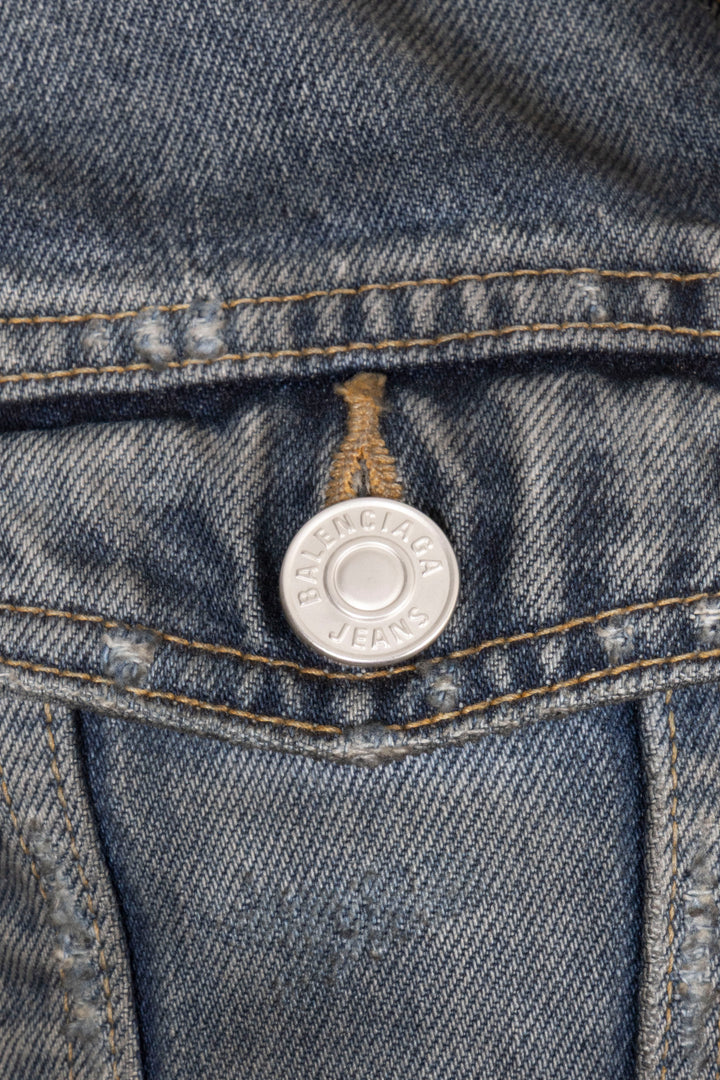 BALENCIAGA Distressed Jacket Denim Blue