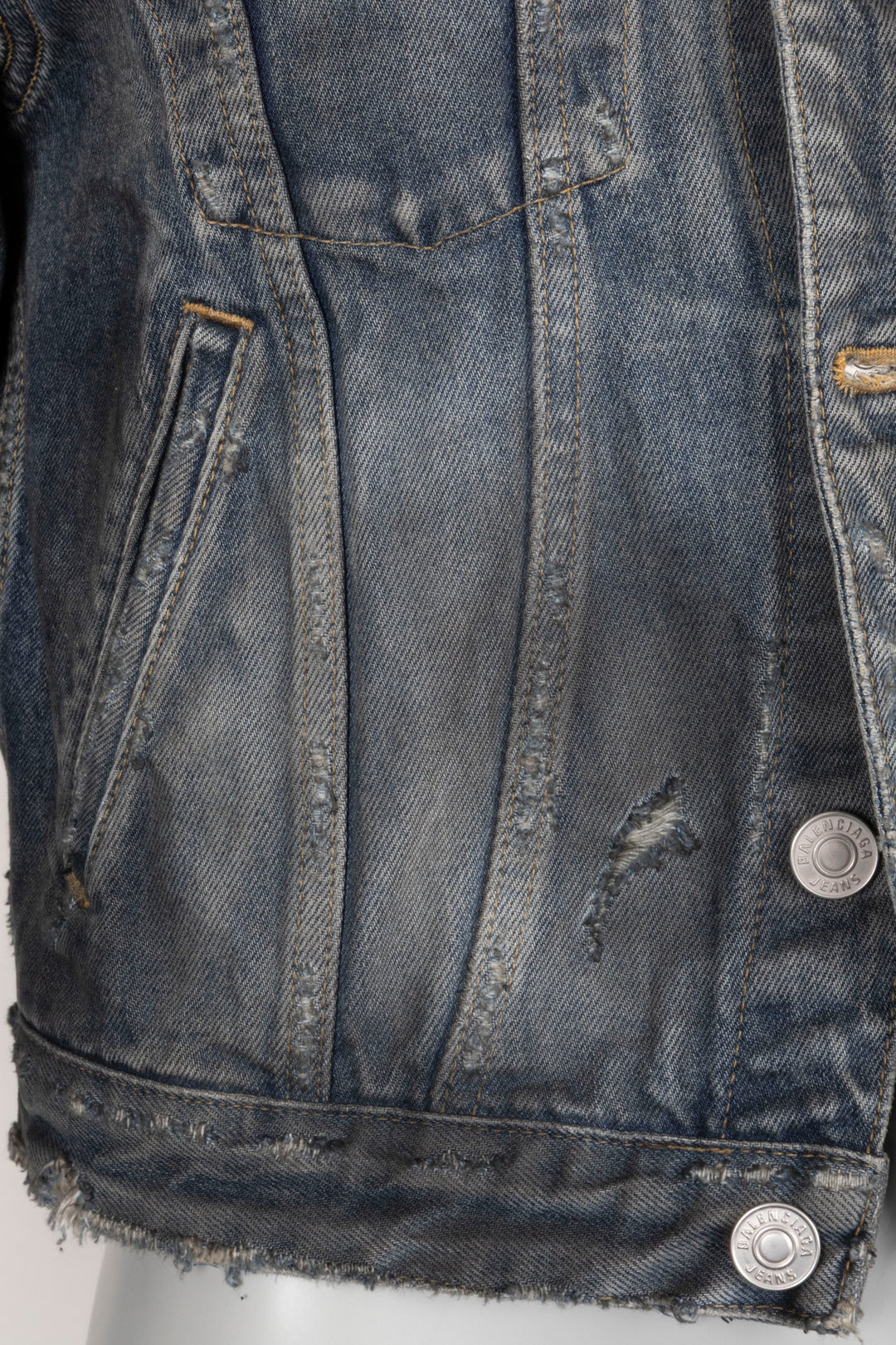 BALENCIAGA Distressed Jacket Denim Blue