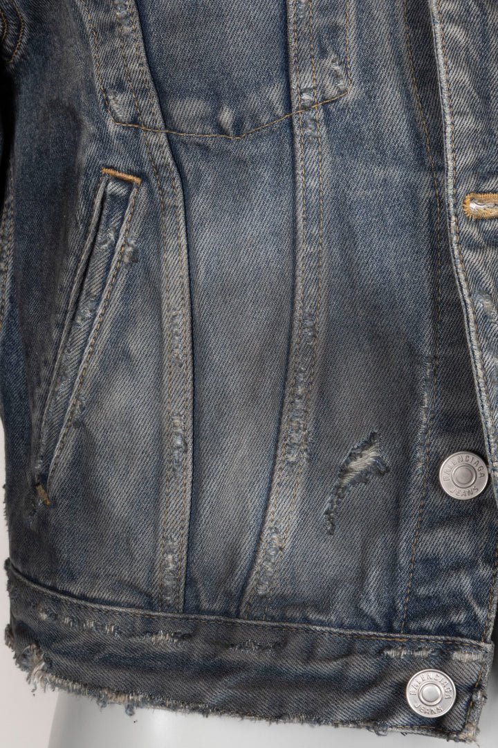 BALENCIAGA Distressed Jacket Denim Blue