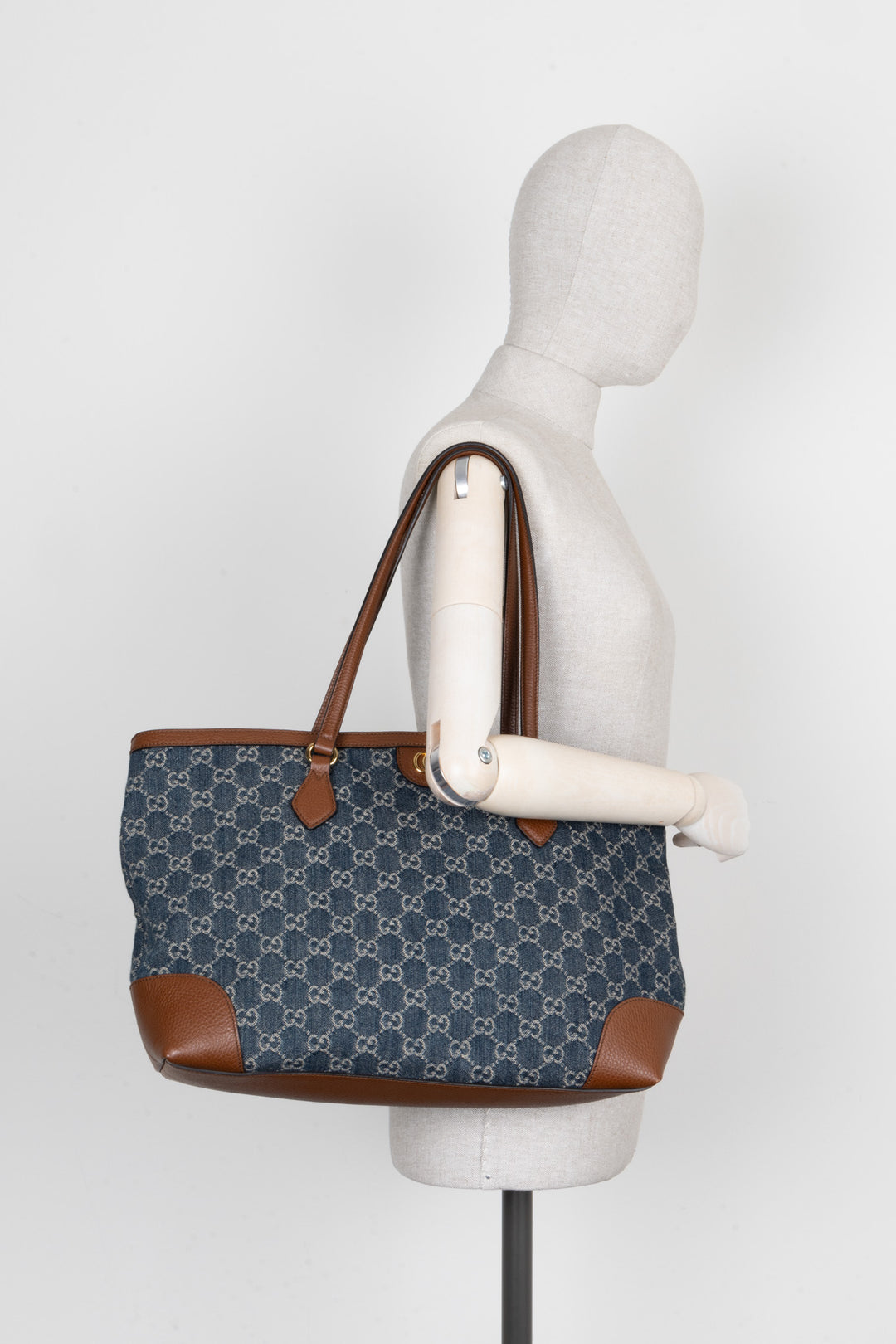 GUCCI Supreme Canvas Tote Bag Denim Dark Blue