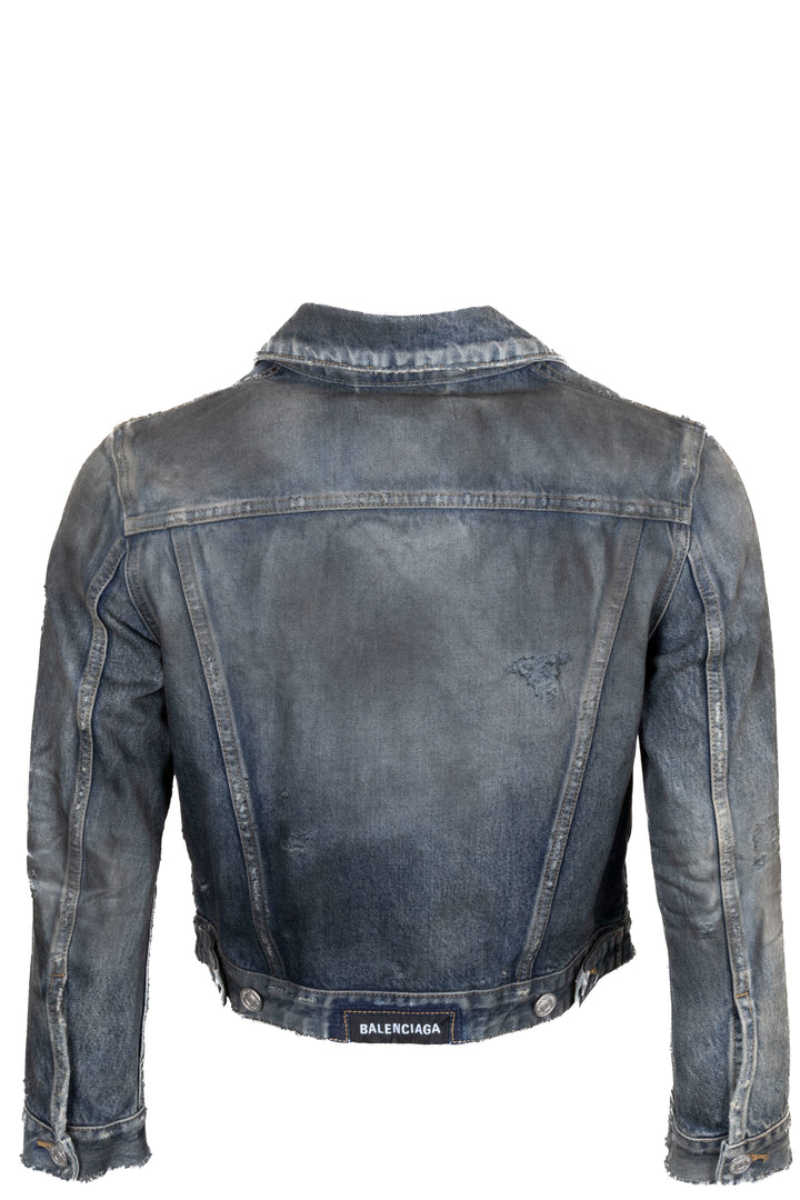 BALENCIAGA Distressed Jacket Denim Blue