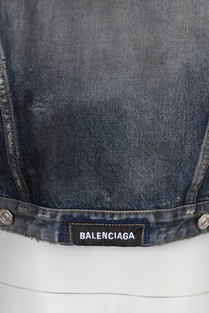 BALENCIAGA Distressed Jacket Denim Blue