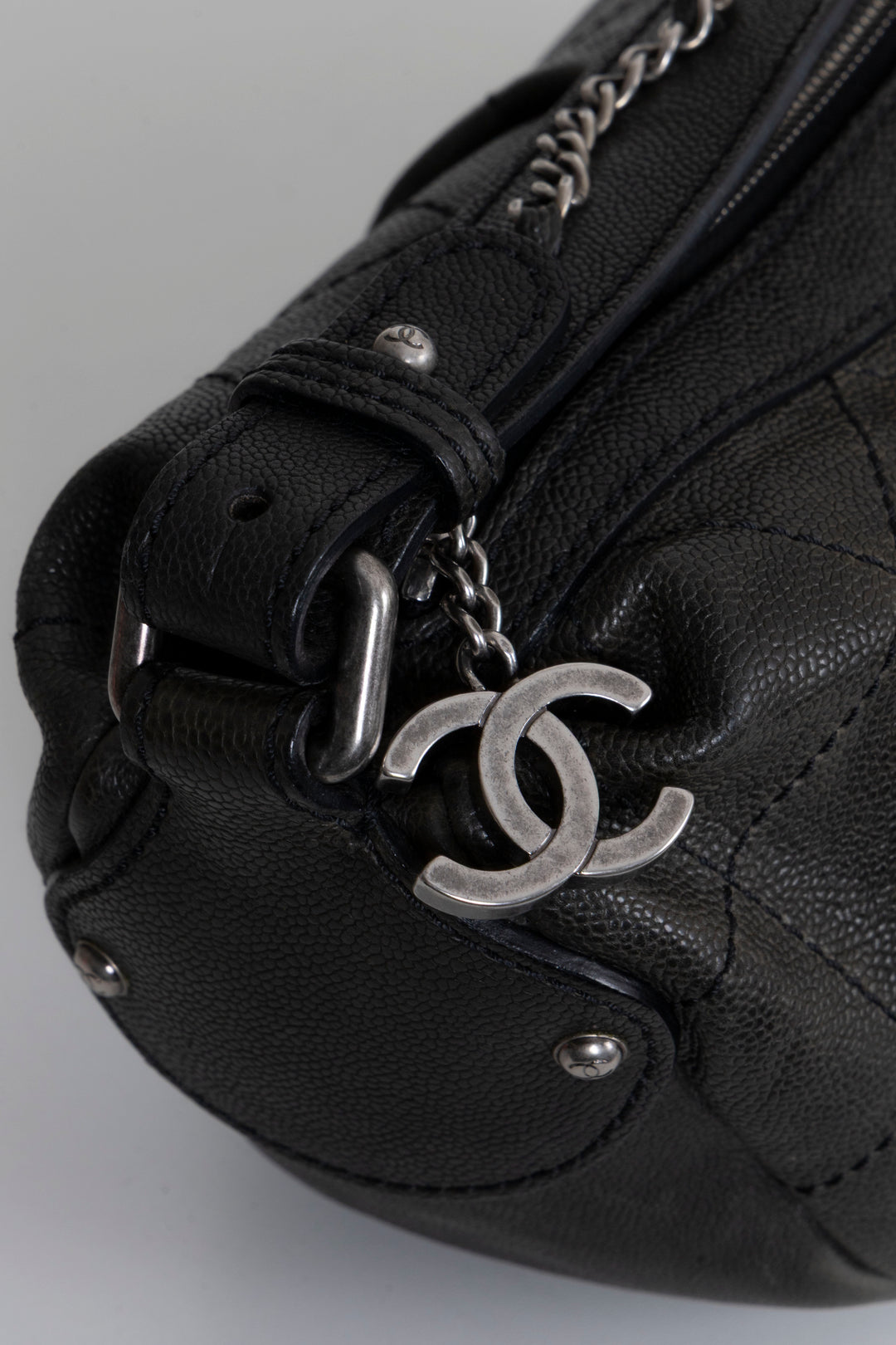 CHANEL Small Outdoor Shoulder Bag Caviar Leather Black
