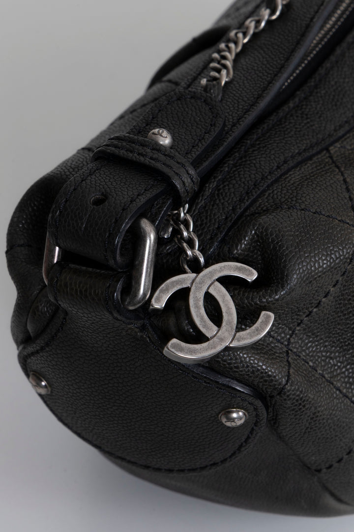 CHANEL Small Outdoor Shoulder Bag Caviar Leather Black