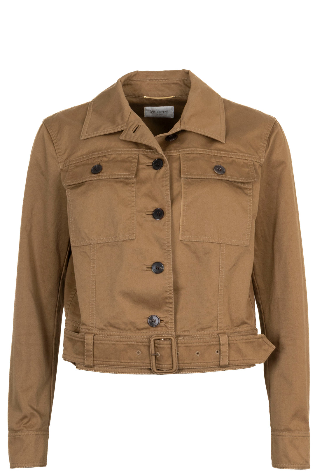 SAINT LAURENT 2024 Belted Jacket Cotton Brown