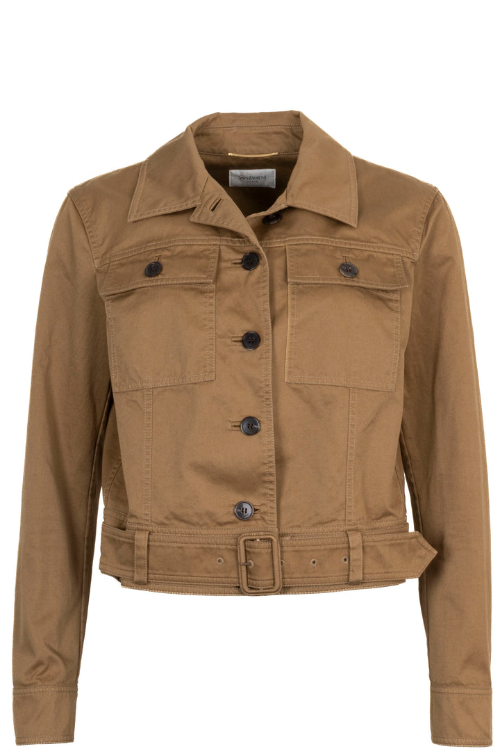 SAINT LAURENT 2024 Belted Jacket Cotton Brown