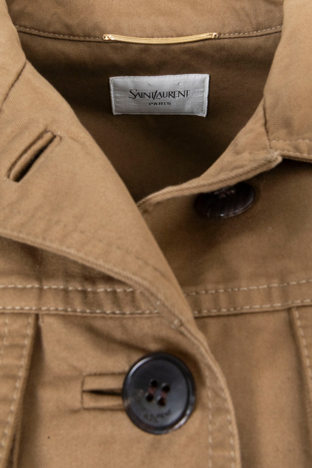 SAINT LAURENT 2024 Belted Jacket Cotton Brown