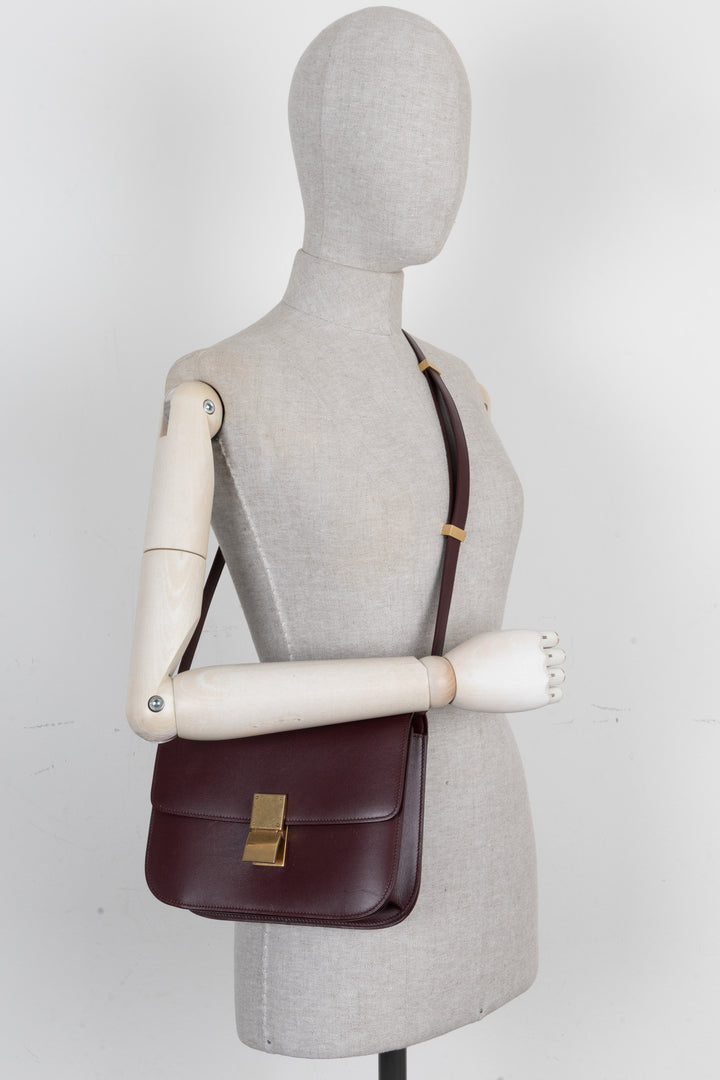 CÉLINE Classic Medium Box Bag Cuir Bordeaux
