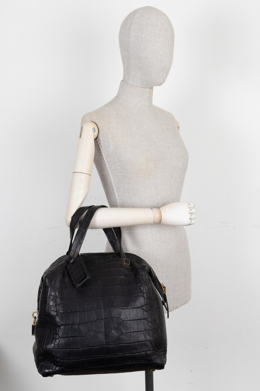 Sac bowling CÉLINE en croco noir
