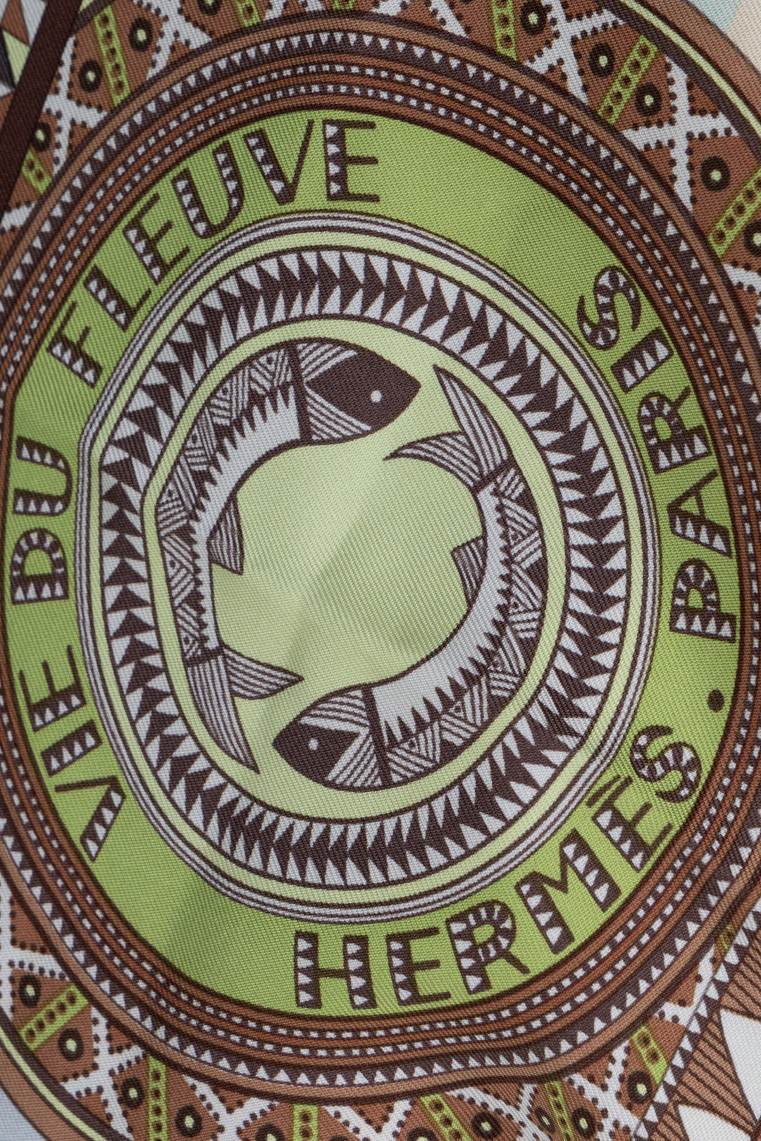 HERMÈS Foulard En Soie Vie Du Fleuve 90 Vert