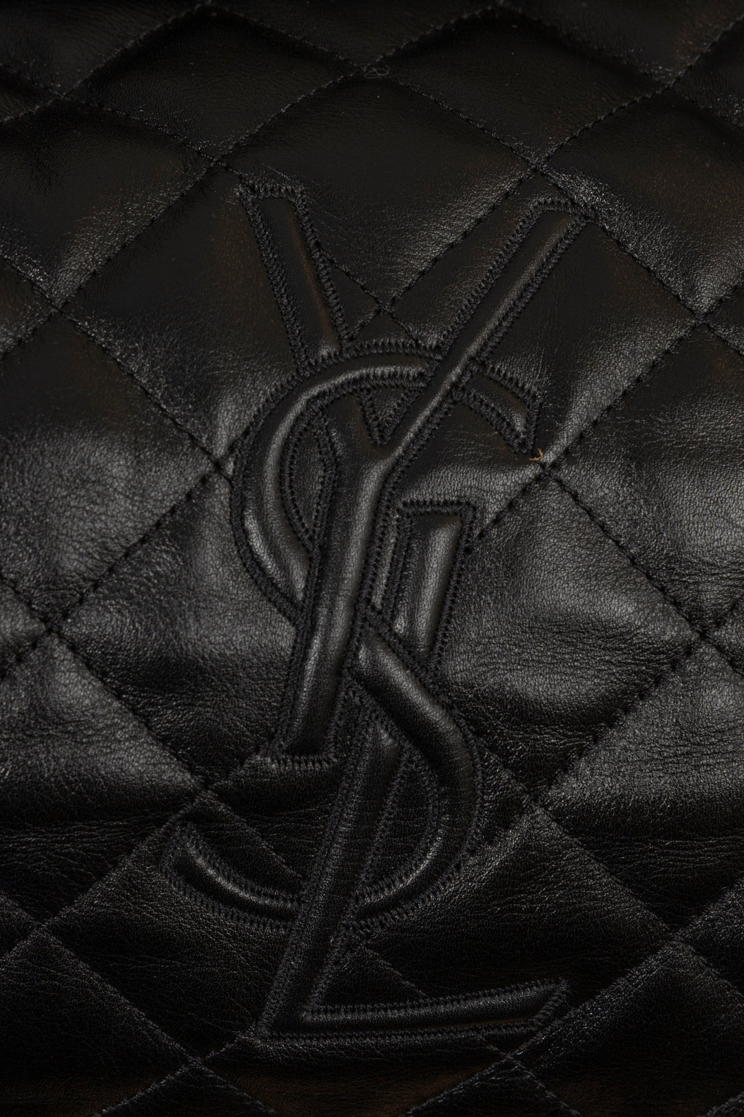 SAINT LAURENT Quilted ES Giant Travel Bag Leather Black