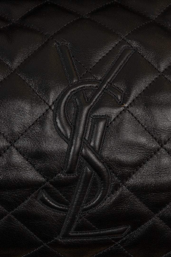 SAINT LAURENT Quilted ES Giant Travel Bag Leather Black