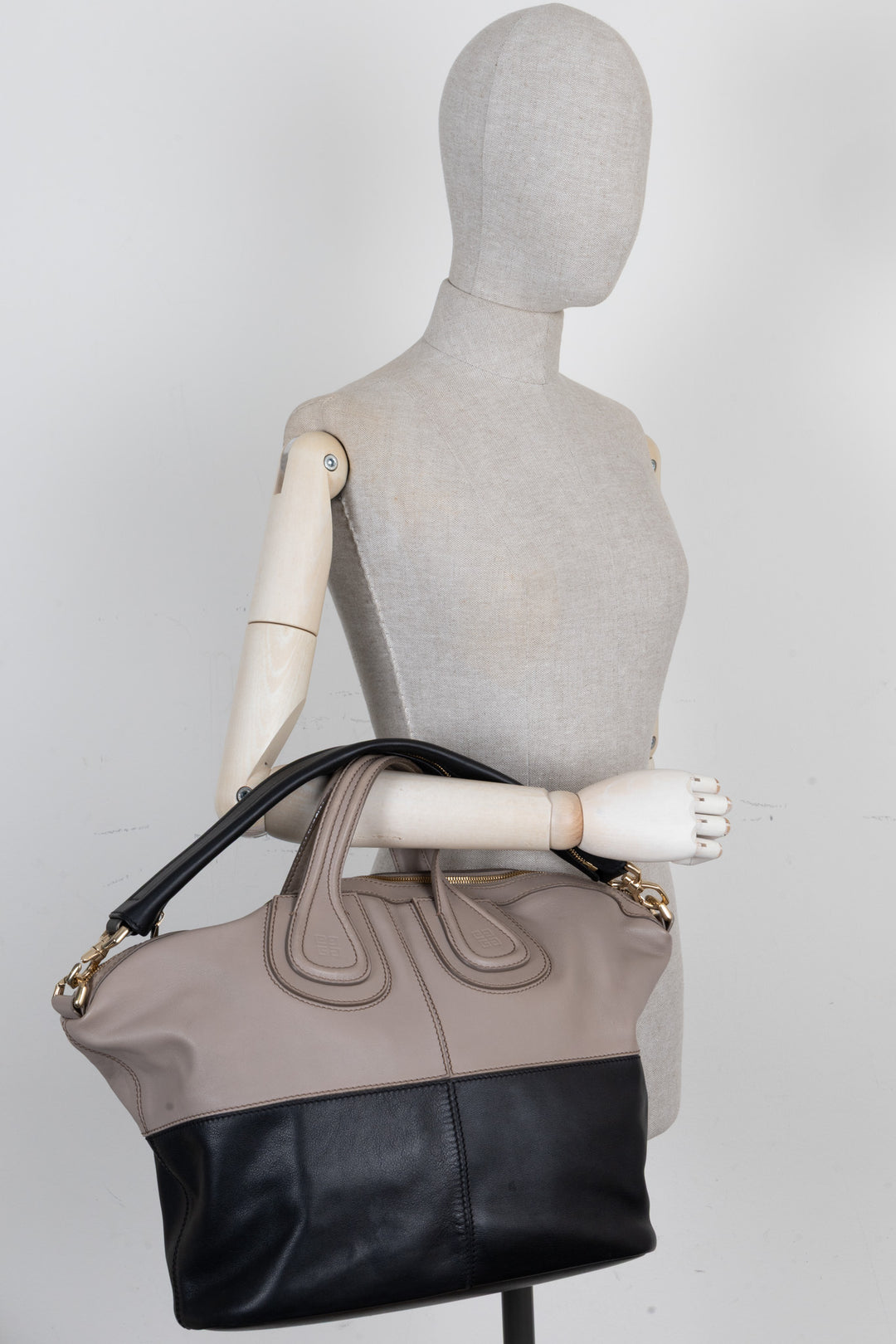 GIVENCHY Nightingale Tote Bag Two Tone Leather Grey