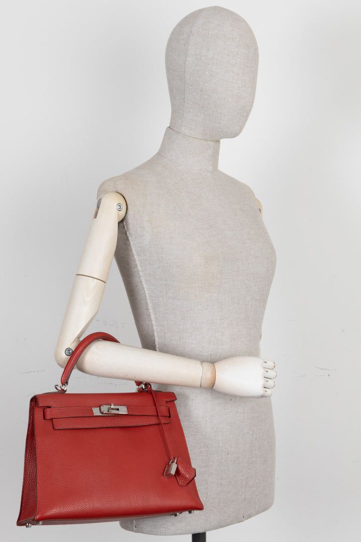 HERMÈS Kelly 28 Retourne Togo Leather Red