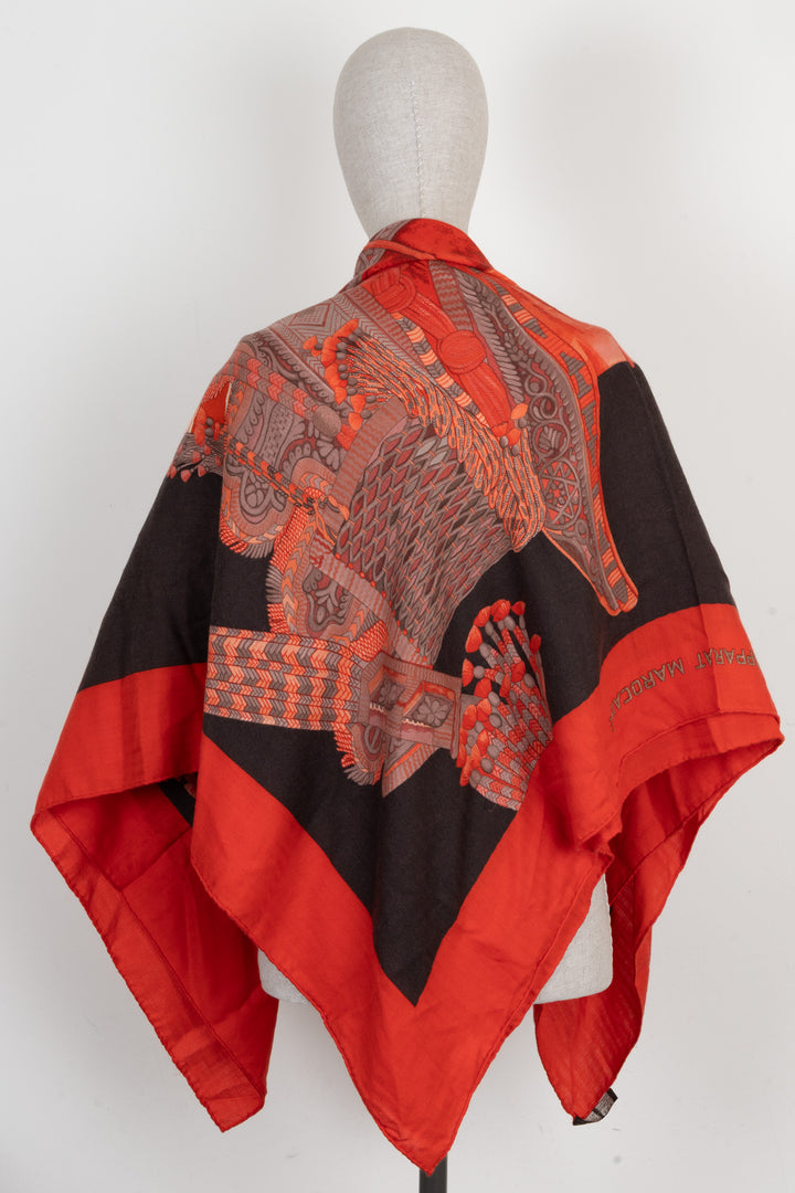 HERMÈS Selle d'Apparat Marocaine Scarf 140 Cashmere Red