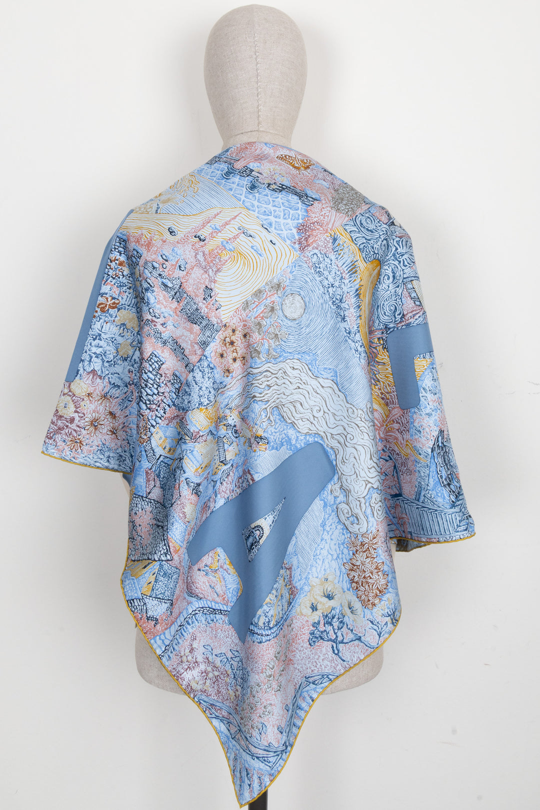 HERMÈS Eleftheria 140 Scarf Silk Blue