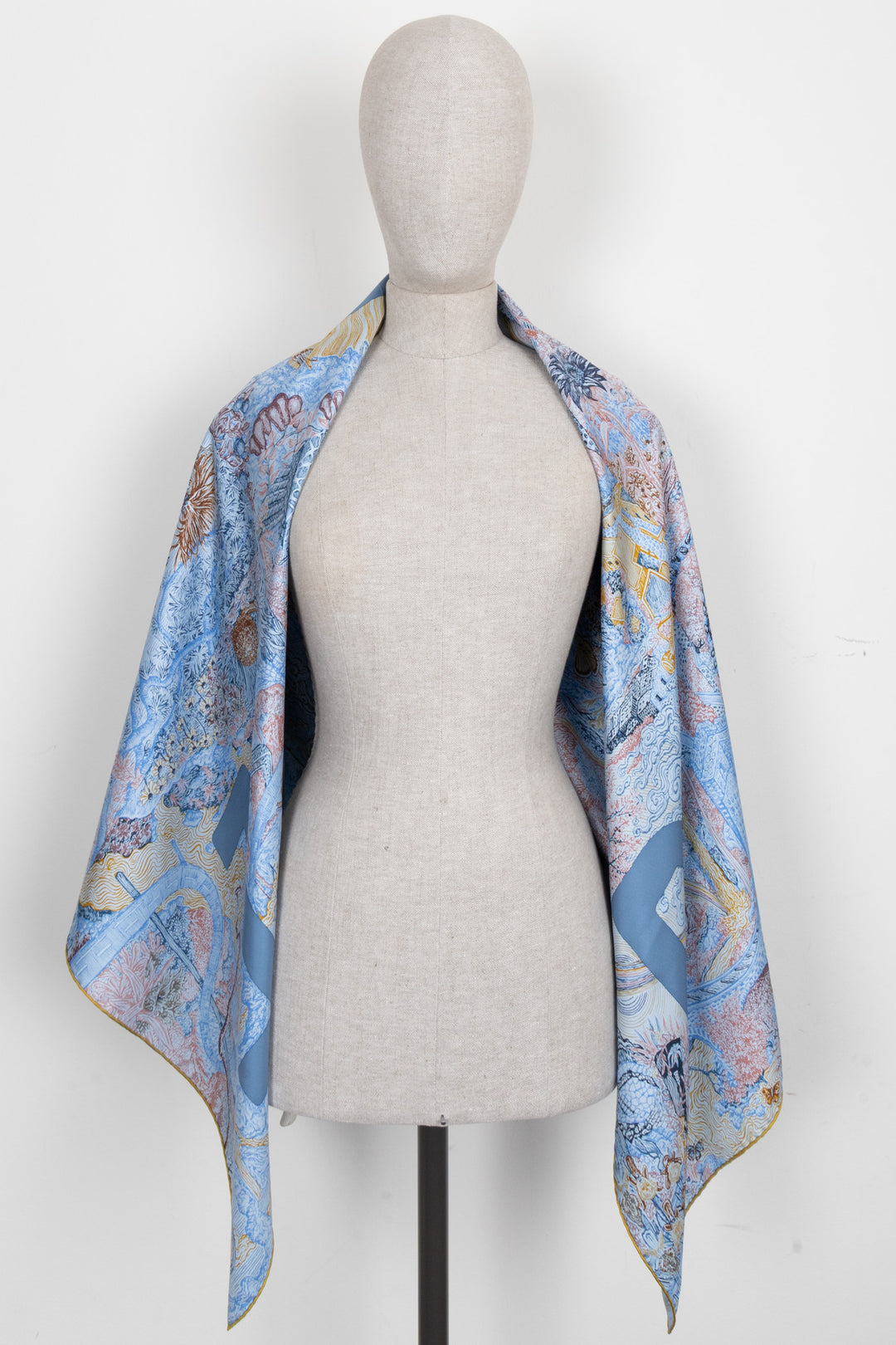 HERMÈS Eleftheria 140 Scarf Silk Blue