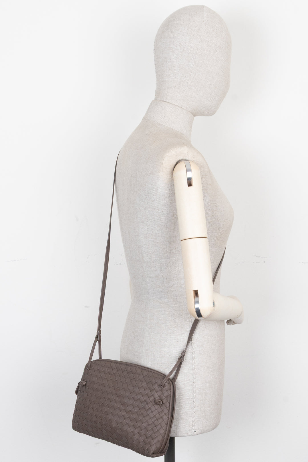 BOTTEGA VENETA Nodini Crossbody Bag Intrecciato Taupe