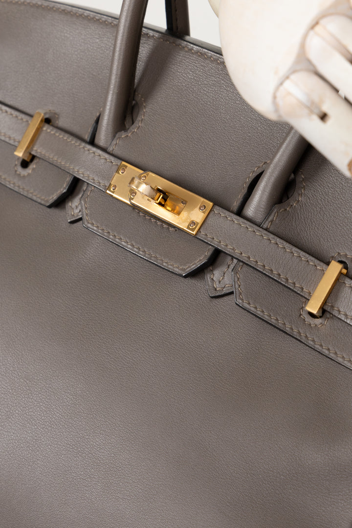 HERMÈS Birkin 25 Return Swift Étain Or