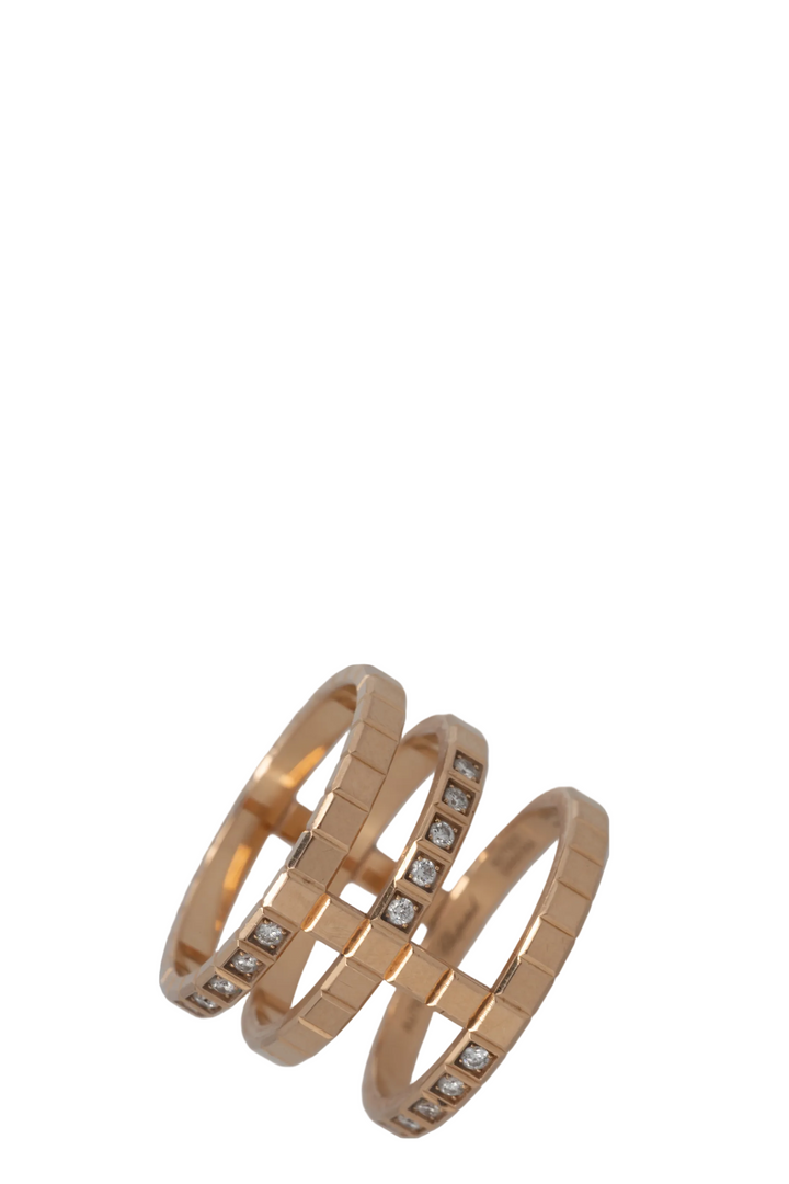 CHOPARD Ice Cube Triple Ring 18k Rose Gold Diamonds