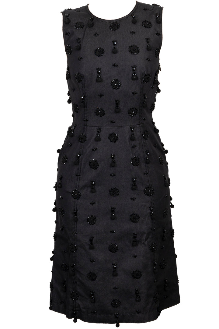 PRADA Embroidered Dress Denim Grey
