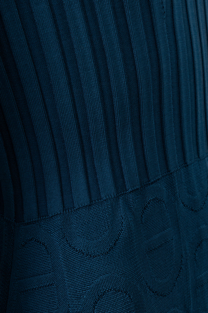 HERMÈS Chain D'Ancre Rib Knit Dress Silk Turquoise