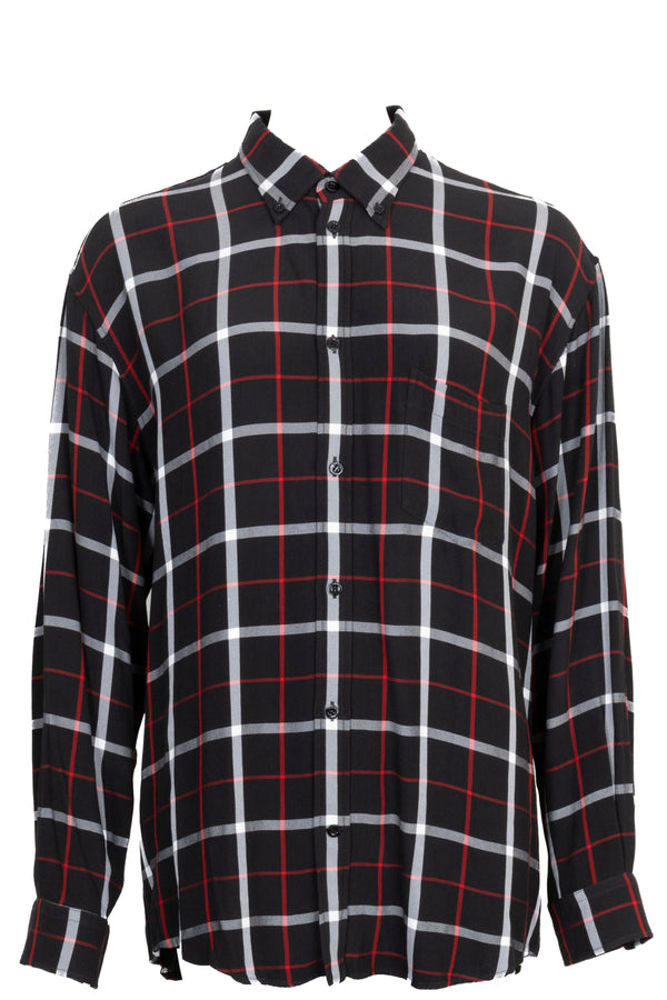 BALENCIAGA Check Overshirt Black Red