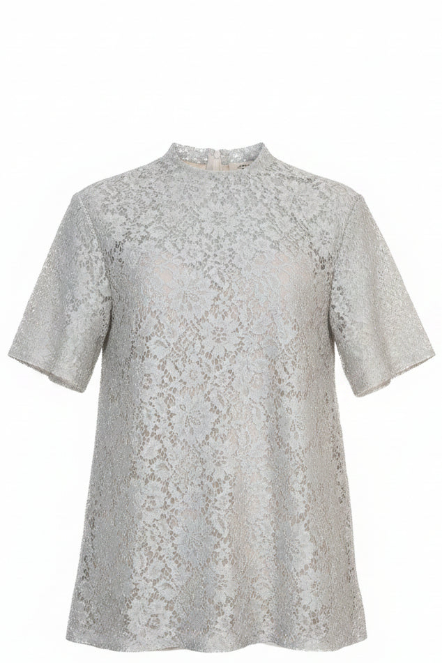 GUCCI Robe Courte Dentelle Argent