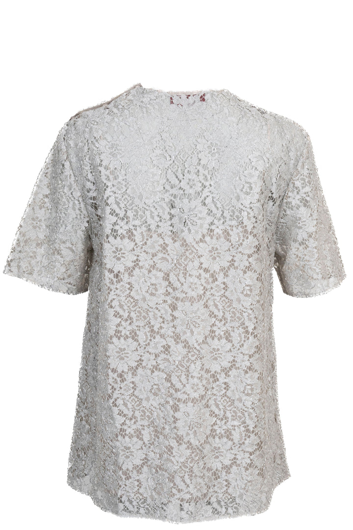 GUCCI Robe Courte Dentelle Argent
