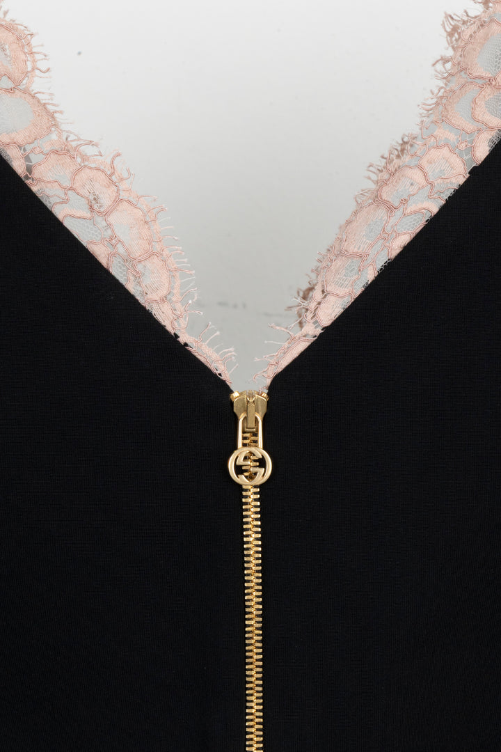 GUCCI V Neck Dress Lace Black