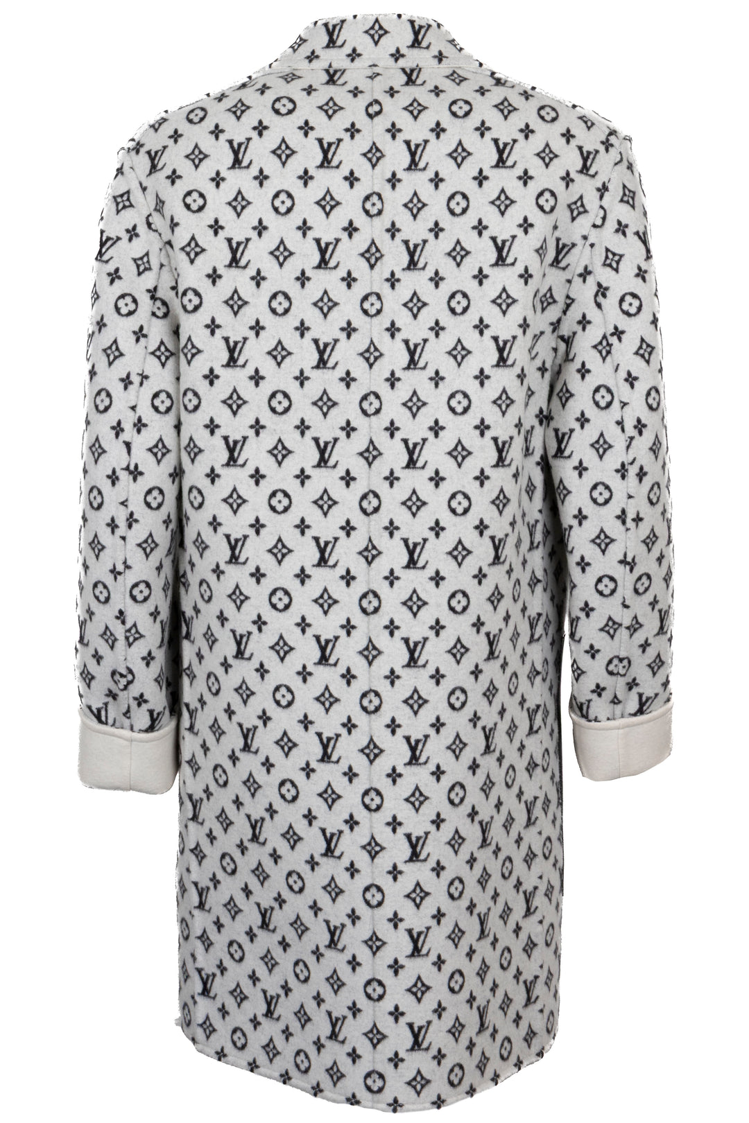 LOUIS VUITTON Reversible Leather Detail MNG Short Coat Wool Light grey