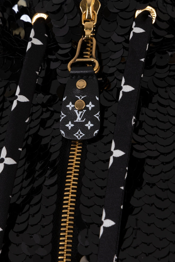 LOUIS VUITTON Sequin MNG Bomber Jacket Silk Black