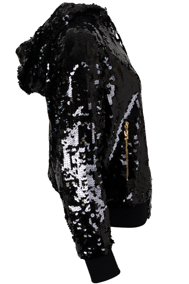 LOUIS VUITTON Sequin MNG Bomber Jacket Silk Black