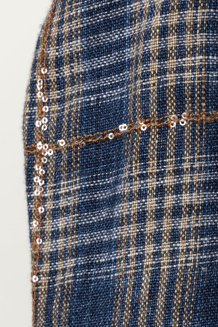 BRUNELLO CUCINELLI Blazer à sequins en lin bleu