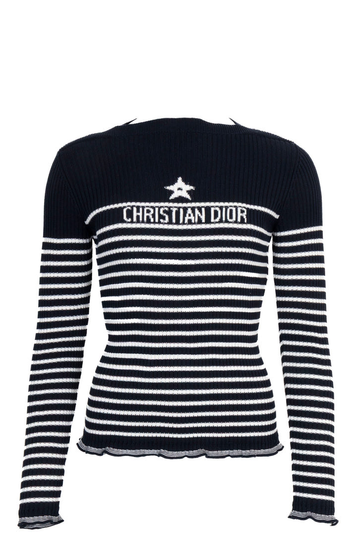 CHRISTIAN DIOR Manches Longues Rayées Blanc Bleu