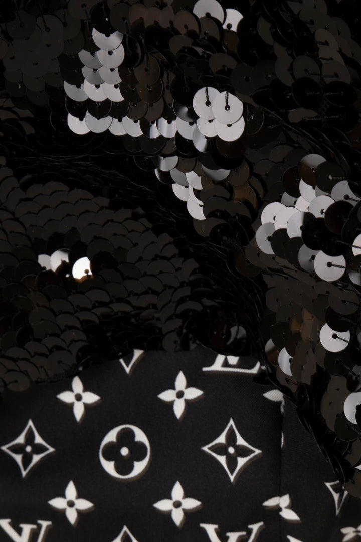 LOUIS VUITTON Sequin MNG Bomber Jacket Silk Black