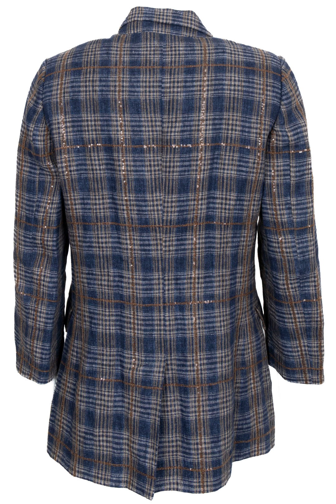 BRUNELLO CUCINELLI Blazer à sequins en lin bleu