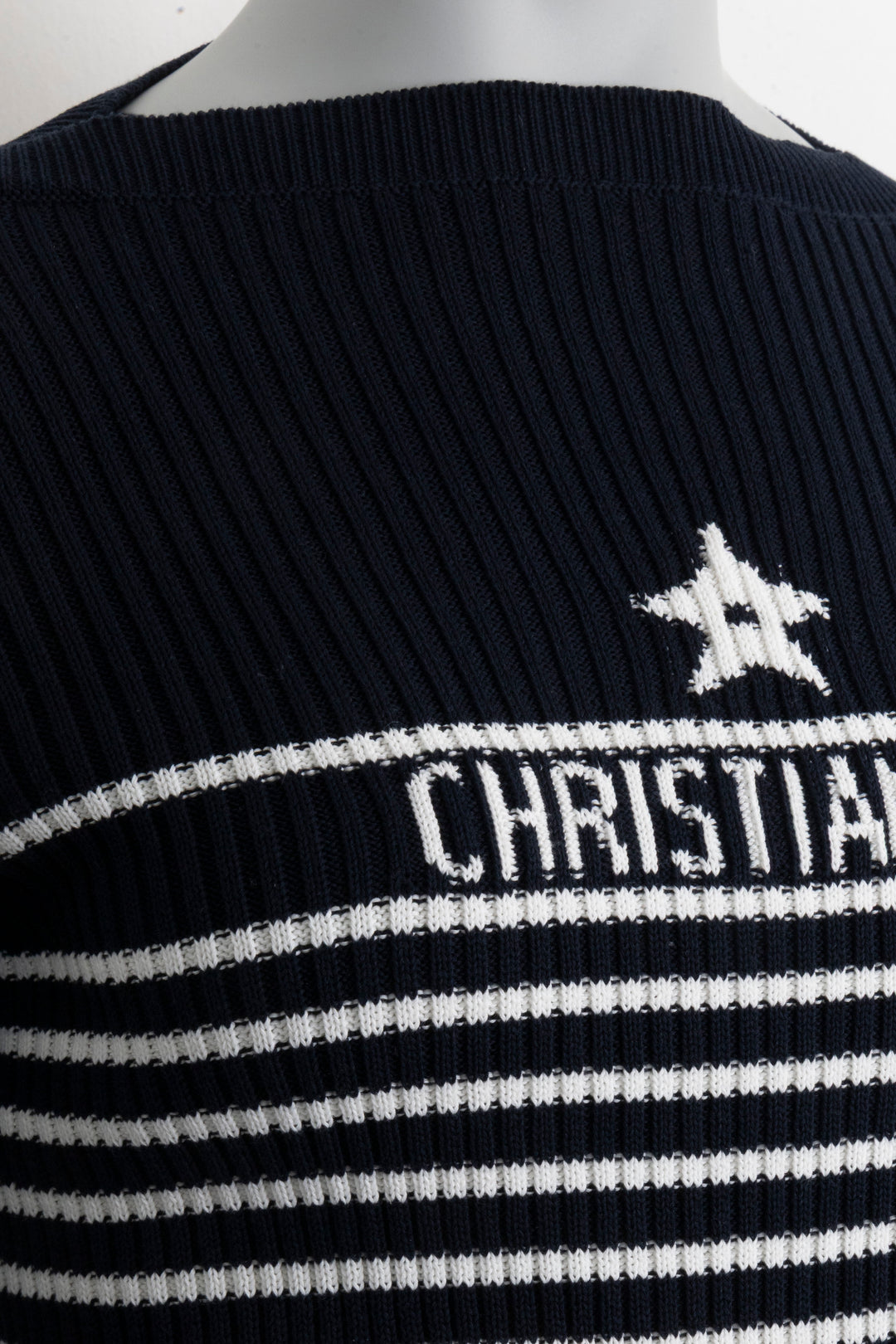 CHRISTIAN DIOR Manches Longues Rayées Blanc Bleu