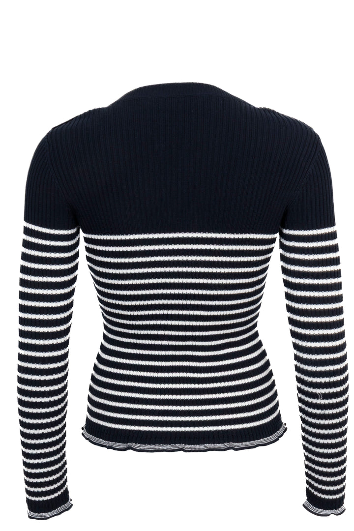 CHRISTIAN DIOR Manches Longues Rayées Blanc Bleu