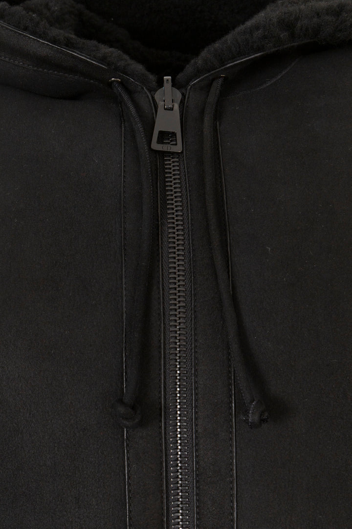CHRISTIAN DIOR Manteau réversible en daim noir