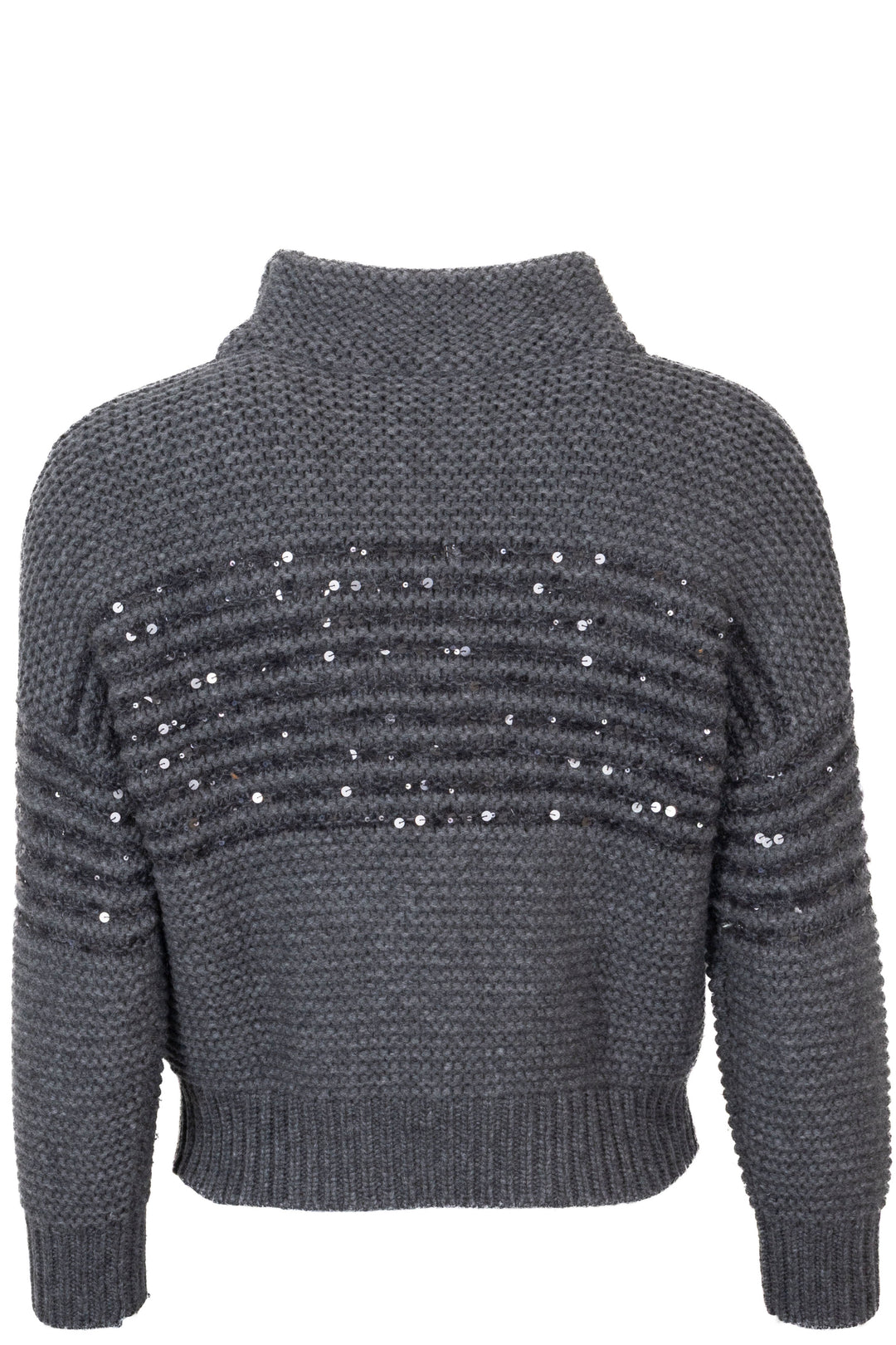 BRUNELLO CUCINELLI Col roulé Laine tricotée à sequins Gris