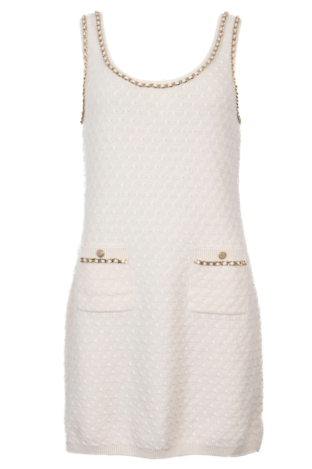 CHANEL 2022 Robe en maille sans manches Cachemire Ivoire