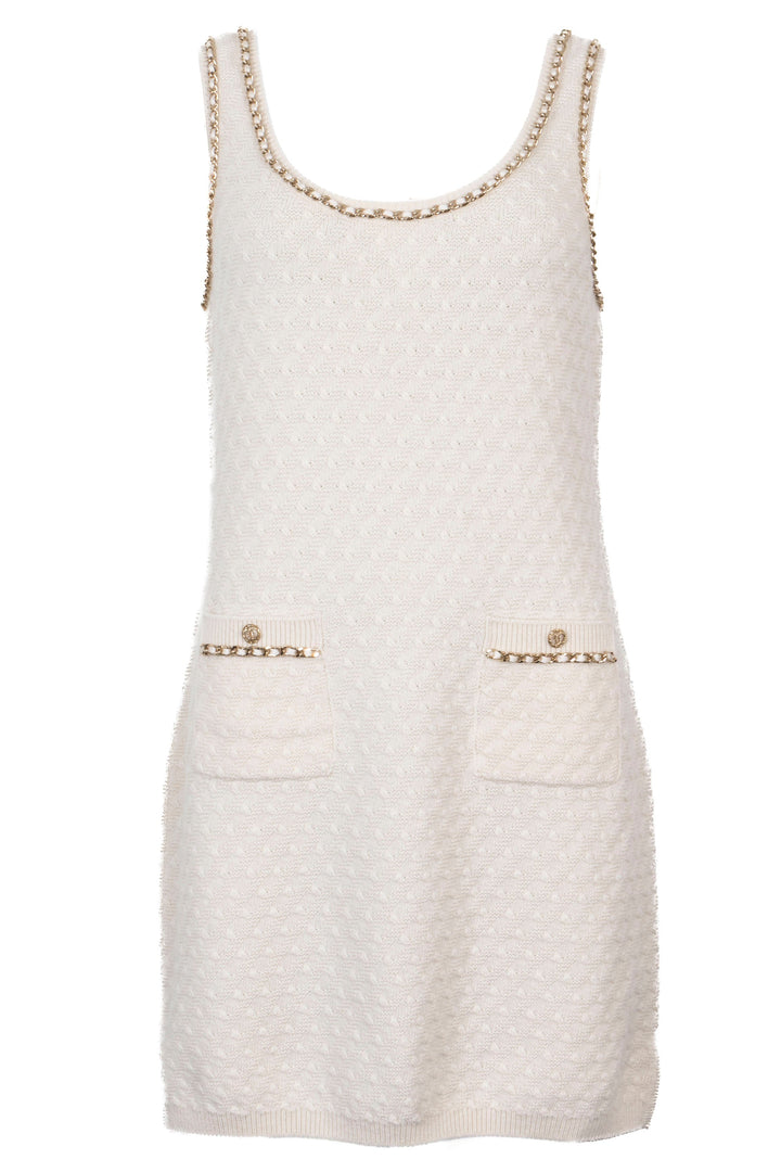 CHANEL 2022 Robe en maille sans manches Cachemire Ivoire